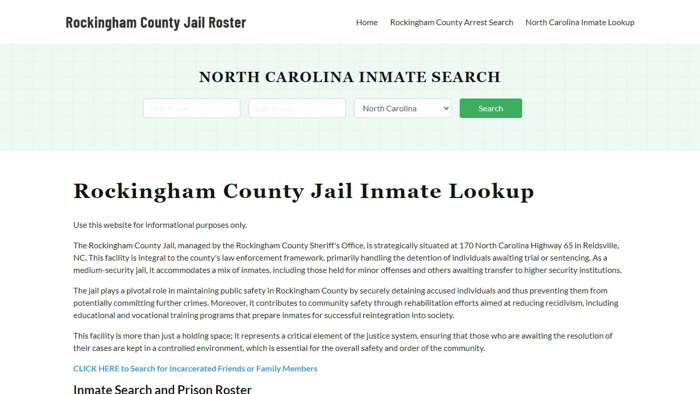 Rockingham County Jail Roster Lookup, NC, Inmate Search