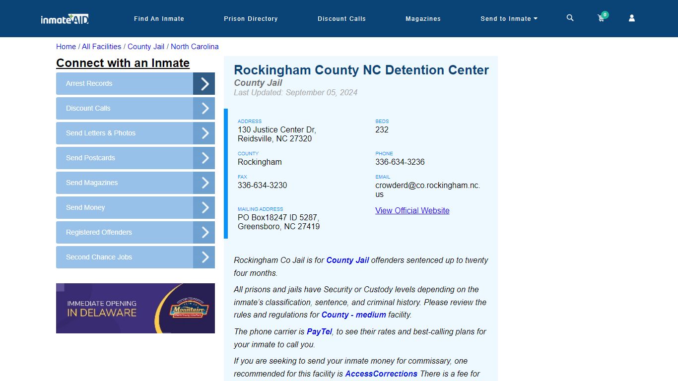 Rockingham County NC Detention Center - Inmate Locator