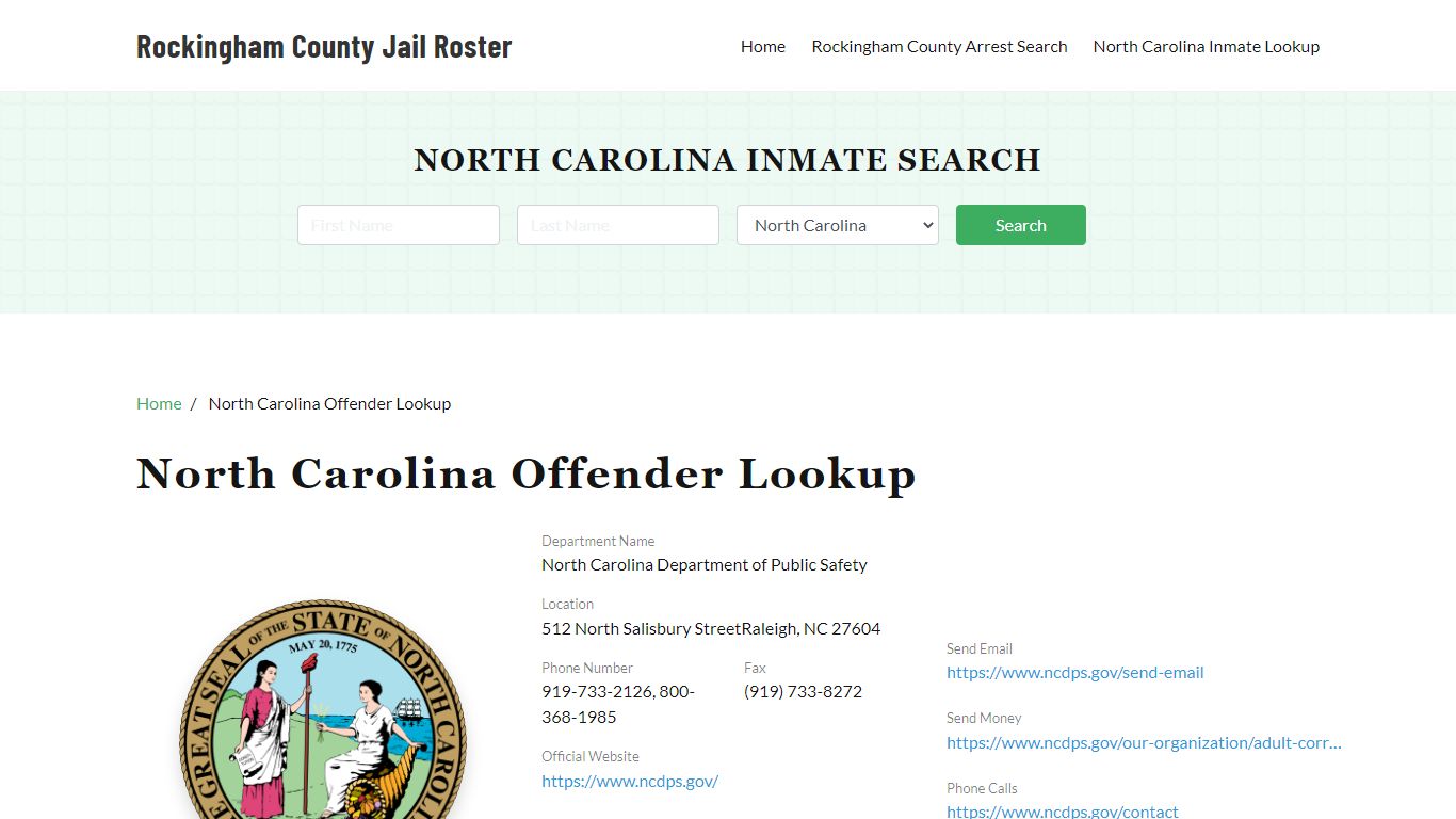 North Carolina Inmate Search, Jail Rosters - Rockingham County Jail